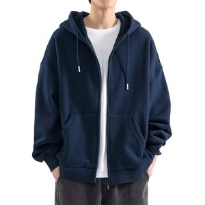 Sudaderas con capucha de peso pesado para hombre de 350gsm con cremallera, ropa de entrenamiento Unisex de gran tamaño para correr, logotipo personalizado, serigrafiado, bordado de invierno - Product Image 2