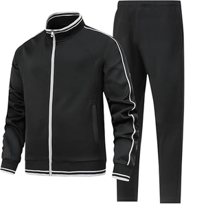Ensemble de survêtement athlétique 2 pièces pour homme, avec veste et pantalon de sport à fermeture éclair intégrale, idéal pour toutes les saisons - Product Image 3