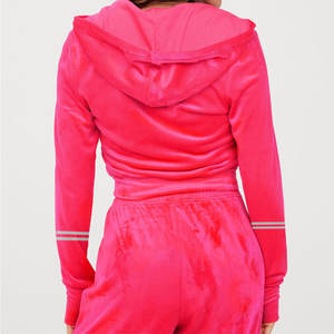 Tendances Produits Nouveautés 100% Coton Dames Velours Survêtements Velours Crop Hoodies et Pantalons Ensembles Femmes 2 Pièces pour Filles - Product Image 2