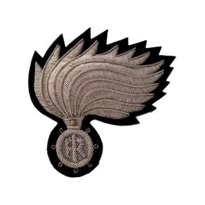 Handmade Badges Customized Handmade Crest Embroidered Bullion Wire Pocket Badge Irregular Shape Gold and <b>Silver</b> Wings Design - Product Image 5