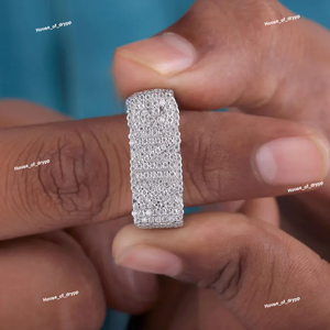 925 Silver <b>Iced</b> Out KING Letter Band <b>Ring</b> VVS Moissanite Diamond 925 Silver Hip Hop Jewelry - Product Image 3