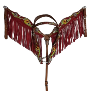 Meilleure qualité en cuir véritable Western bicolore Tack Set frais arrivée Buck Stitch selles Headstall collier de poitrine pour cheval - Product Image 1