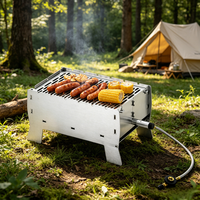 Barbecue à gaz pliable compact en acier inoxydable, résistant à la rouille, montage sans outils, facile à nettoyer, pour balcon et camping-car, faible teneur en carbone