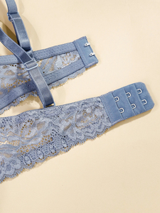 Sexy Women's Floral Lace Breathable Full Cup Underwire <b>Push</b>-<b>Up</b> Bra <b>Bikini</b> Panty Set Removable <b>Padded</b> Cups Eco-Friendly - Product Image 4