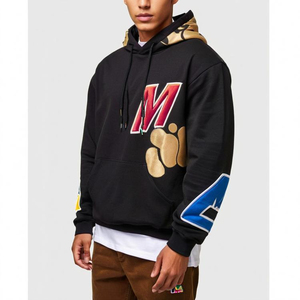 เสื้อฮู้ดดี้ทรงโอเวอร์ไซส์ผ้าคอตตอนเนื้อเทอร์รี่พิมพ์ลายกราฟิกสีดำสำหรับผู้ชาย มีกระเป๋าแบบจิงโจ้ คุณภาพสูง เหมาะสำหรับฤดูหนาว - Product Image 4