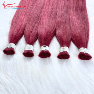 Vente en gros prix d'usine cheveux lisses en vrac couleur vin rouge 100% extensions de cheveux vietnamiennes de haute qualité - Product Image 4