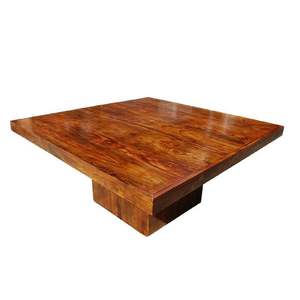 Modern Rustic Design Square Solid <b>Wood</b> <b>Block</b> Dining Table Sturdy Pedestal Base Kitchen Centerpiece for Restaurant Sets - Product Image 4
