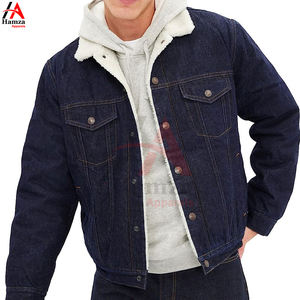 Chaqueta Vaquera de Mezclilla de 14 oz, Tejido Grueso, Color Personalizado, Manga Larga, Ropa Exterior Informal para Hombre, con Capucha y Protección Contra el Viento - Product Image 4