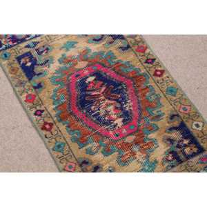 Alfombra Turca Vintage de 1.6x2.8 pies, Alfombra Pequeña, Alfombra de Lana Azul - Product Image 2