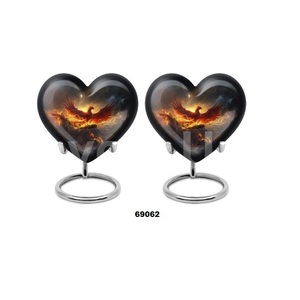 Vente chaude belle urne adulte de crémation de coeur de souvenir d'oiseau de Phoenix pour les cendres humaines avec le support et le sac libre de velours - Product Image 4