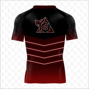 Rash Guard Bjj แห้งเร็วการออกแบบที่ดีที่สุด Jiu Jitsu Rash Guards แขนสั้นโลโก้ที่กําหนดเองและขนาด MMA Rash Guard สําหรับผู้ชายขายส่ง - Product Image 2