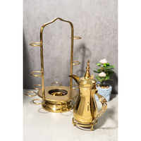 Tafeldecoratief Arabisch design metalen kopjes- en theepot houder, gouden kleur, milieuvriendelijk, aanpasbaar, roestvrijstalen servies