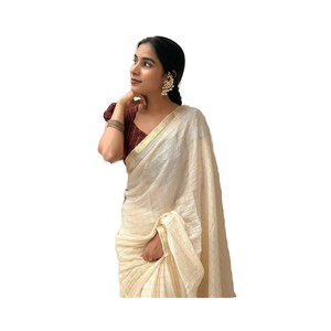 All Over Chex Pattern Design Saree en viscose pure chinon léger avec un point de couture chemisier pièce pour la fête et la fonction spéciale - Product Image 1