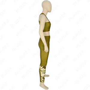 Ensembles de fitness et de gym personnalisés pour femmes, leggings taille haute et soutien-gorge de sport court en coton, tenues de yoga au-dessus du genou - Product Image 3