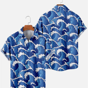 Chemise de plage d'été pour hommes à manches courtes pour Polo T Shirt avec imprimé Hawaii 100% Cotton Knitted Fabric - Product Image 6