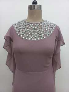 Robe de soirée élégante en mousseline de soie, broderie à paillettes, belle impression, grande taille, robe de bal formelle, décoration de perles - Product Image 5