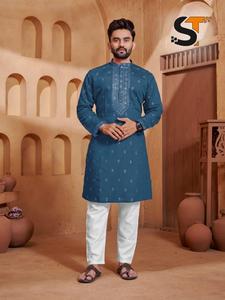 Occasional Wear <b>Silk</b> With Intricate Work <b>Kurta</b> Pajama Manufacturer And Supplier From Surat At Lowest Rate - Product Image 6