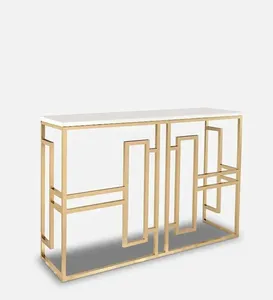 Classic <b>Console</b> <b>Table</b> with White <b>Marble</b> in Golden Metal Finish Home Furniture Manufacturer Wholesaler factory direct sale - Product Image 4