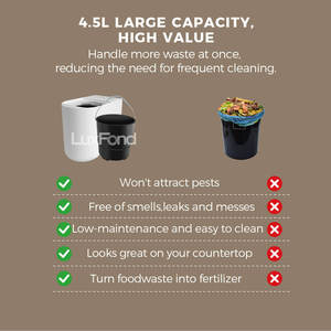 LUXFOND Composteur Électrique Intelligent pour Déchets Alimentaires, Traitement IA, Acier Inoxydable, Capacité 4,5L, Notification Vocale - Product Image 6