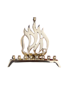 Solid <b>Brass</b> Menorah Handmade Modern Art Design High Quality Jewish <b>Candlestick</b> Holder Aluminium Polish for Religious Christmas - Product Image 3
