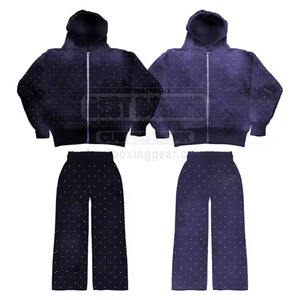 Couleur différente fabricant pakistanais hommes Rhinestone survêtement grande taille personnalisé hommes strass survêtement - Product Image 1