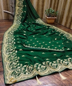 Banarasi-ropa de fiesta saree con blusa de diseñador, material de bollwood, indio, con blusa, color rosa - Product Image 1