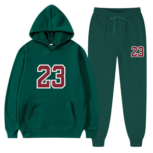 Top Fashion Mens Pullover Sudadera con capucha y pantalones Conjuntos OEM Sólido 100% Algodón Fleece Su propia marca Nombre y números Conjuntos de chándales deportivos - Product Image 6