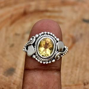 Mejor diseño Natural citrino piedra preciosa cabujón anillo hecho a mano 925 plata esterlina sólida rodio boda joyería 925 Plata estampada - Product Image 4