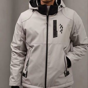 Veste longue d'hiver en satin pour hommes, manteau d'extérieur imperméable et coupe-vent décontracté, style poncho softshell, garniture en fourrure de cheval à la mode - Product Image 1