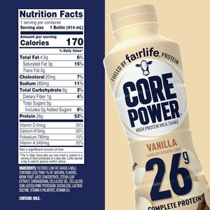 Shake protéiné Core Power, vanille, bouteille de 26 g, 14 oz, lot de 12 - Product Image 6