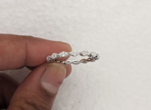 1.20 Ct Marquise Cut Lab Grown Diamond Femmes Solide 14K Blanc Vintage Alliance Full Eternity Bijoux Cadeau D'anniversaire - Product Image 4