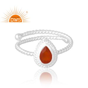Anillo de piedras preciosas de cornalina Natural de Plata de Ley 925, joyería personalizada para mujer, regalo para ella - Product Image 3