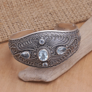 <b>Blue</b> <b>Topaz</b> Cuff <b>Bracelet</b> Handmade 925 Sterling Silver Fashion Jewelry Women Stylish Party Wear Beautiful Design - Product Image 5