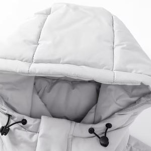 Veste matelassée longue imperméable pour homme grande taille, couleur blanche, fermeture éclair intégrale, décontractée, coupe-vent avec quatre poches zippées - Product Image 3