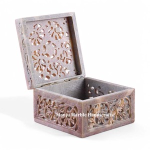 Boîte de sculpture en pierre de savon de Super qualité de conception spéciale faite à la main avec utilisation de produit supérieur de forme de rectangle pour l'article de cadeau de stockage de bijoux - Product Image 6