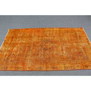 Tapis turc 3,7 x 6,6 pieds, tapis vintage, tapis à imprimé animalier orange - Product Image 3
