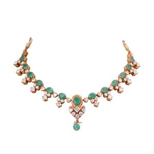 Ethnic Gajaah 925 Sterling <b>Silver</b> Emerald Stone Choker Necklace And Earrings <b>Set</b> For Women Designer Bridal <b>Jewellery</b> - Product Image 3