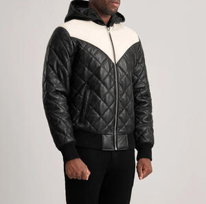 Professional Manufacture <b>Men's</b> Leather Puffer Jacket Pro Style Reasonable Price Multicolor Stand Collar Front Logo - Product Image 2