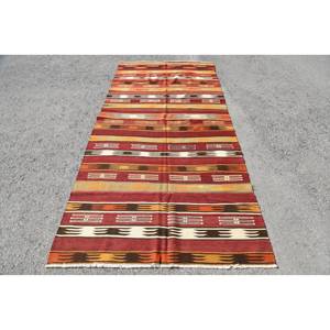 พรมถักสไตล์ตุรกีโบราณขนาด4.4x9.5ฟุตผ้าขนแกะสีส้มแดงขนาด10มม. สี่เหลี่ยมมุมฉากสำหรับโถงทางเดิน - Product Image 1