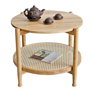 High-<b>End</b> Scandinavian Modern Oak Wood Coffee <b>Table</b> with Marble Top Solid <b>End</b> <b>Table</b> for Living Room or Dining TT68246 - Product Image 1