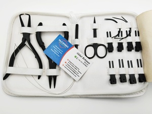 Handtied <b>Hair</b> Extension <b>Tool</b> Kit Stainless Steel Black Matte Beads Pulling Loop Multi-Purpose <b>Hair</b> Care Styling - Product Image 2