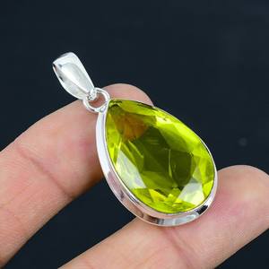 Natural <b>Peridot</b> Pendant <b>Necklace</b> Handmade Sterling Silver Pear Shape Gemstone Jewelry Spiritual Gift - Product Image 1