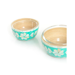 Ensemble de 2 bols en nacre MOP, bols de service en verre de haute qualité, base en bois élégante, parfaits pour les mariages et la cuisine - Product Image 3