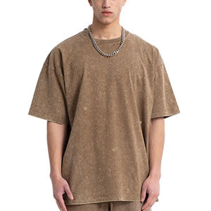 Venta al por mayor Streetwear Oversized Drop Shoulder Acid Wash T Shirt Hombres Super Heavy Vintage Acid Washed T Shirt - Product Image 3