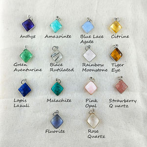 Colgante de Gema Natural para fabricación de pendientes y collar, con forma de diamante tallado, Plata de Ley 925, con bisel de piedras preciosas - Product Image 2