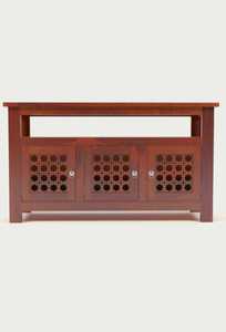 Kunst handwerk Stil Massivholz Medien schrank mit Gitter Tür Detail für Wohnzimmer. - Product Image 5