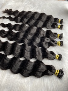 Vente en gros Extensions de cheveux vietnamiens kératine ondulée noir de jais cuticules alignés I-Tip Cheveux humains vierges - Product Image 6