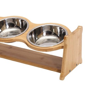 Offres spéciales bols pour animaux de compagnie en bois fabriqué à la main de qualité véritable chien chat mangeoire bol support nourriture et eau mangeoire support - Product Image 2