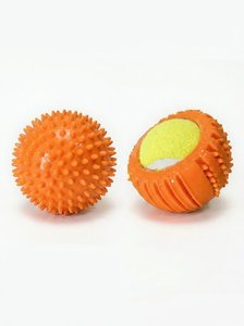 ของเล่นสุนัข LEDu Toys ลูกบอลยางสีส้มทนทาน พร้อมลูกเทนนิสสีเหลืองด้านใน กันน้ำ ดีไซน์คลาสสิก สำหรับเล่นกลางแจ้ง - Product Image 2