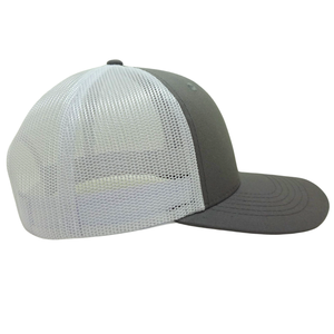 หมวกแก๊ป INJAE VINA สีเทา ทรง Trucker 6 แผง ปักลายการ์ตูนด้านหน้า ตาข่ายสีขาวด้านข้าง ทรงแข็ง ติดกระดุมแถวเดียว แบบสูง - Product Image 4